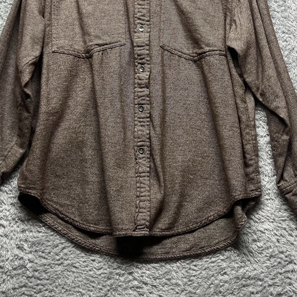 Aerie Shirt Womens Small Brown Anytime Fave Twill Oversized Relaxed Button Up - Picture 5 of 14